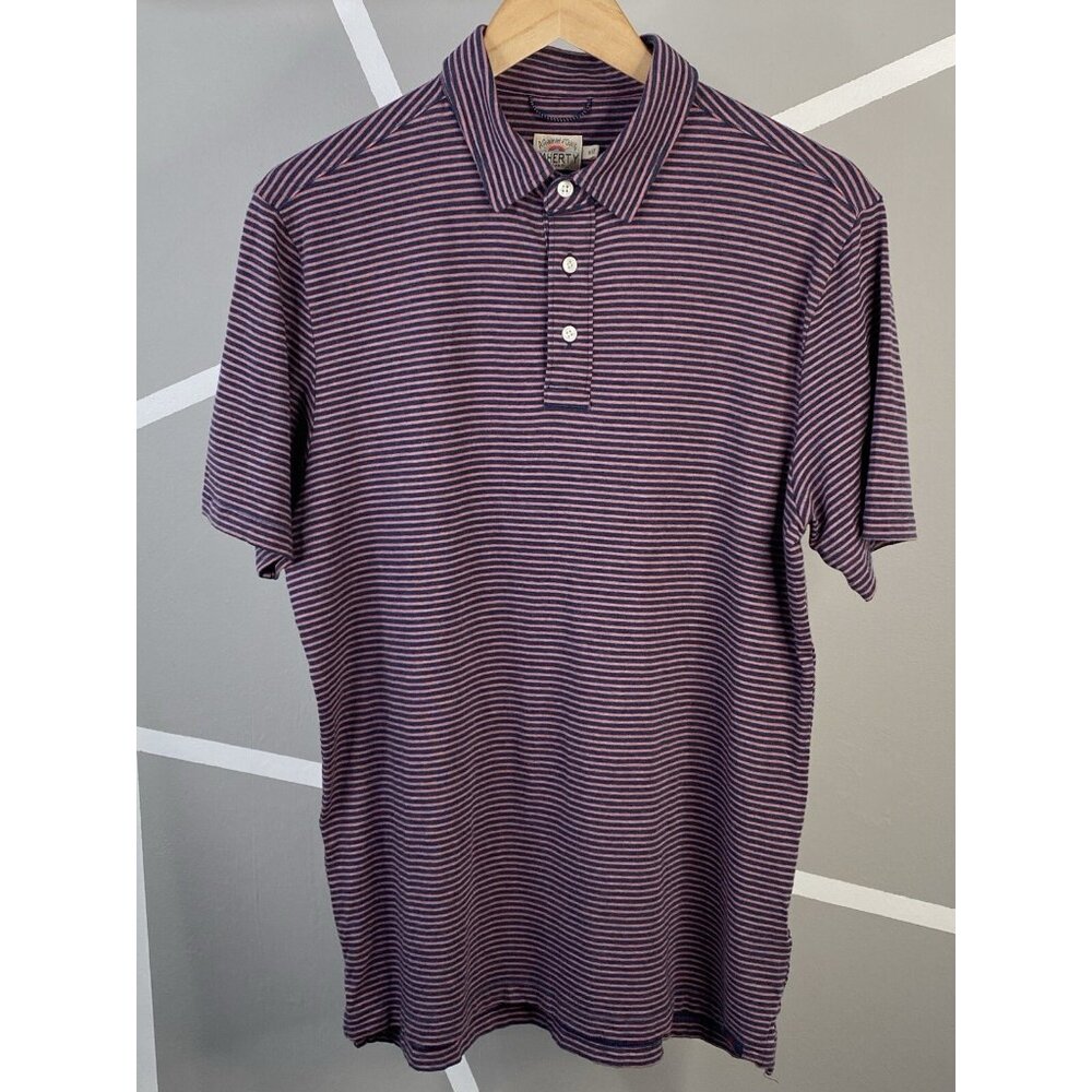 Faherty Movement Polo Shirt Men’s M Short Sleeve Soft Button Down Storm Stripe